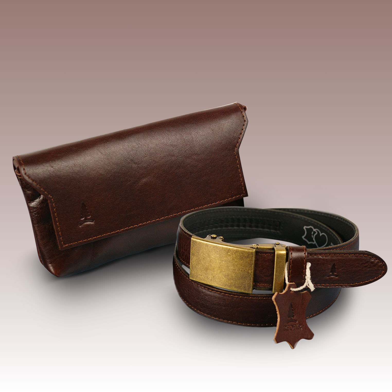 Štýlový hnedý set pre dámy Euphory - opasok a kabelka
