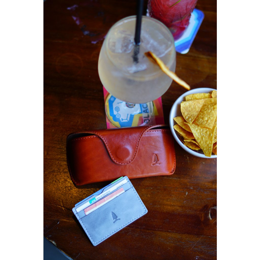 Cognac brown leather case for Champ glasses