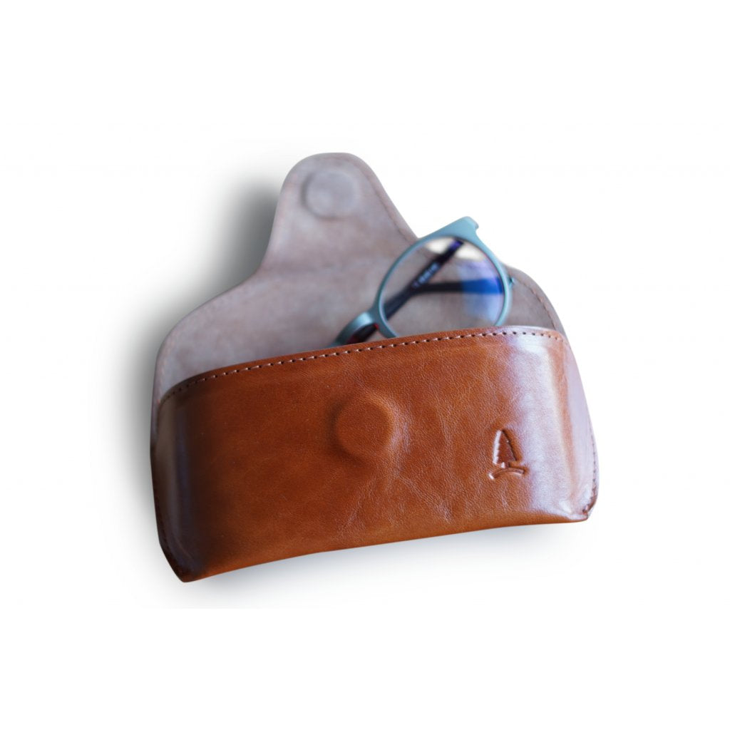 Cognac brown leather case for Champ glasses