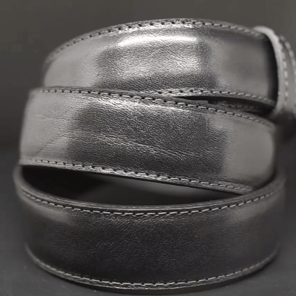 Muški kožni remen crni Noir s kopčom Gunmetal elegance